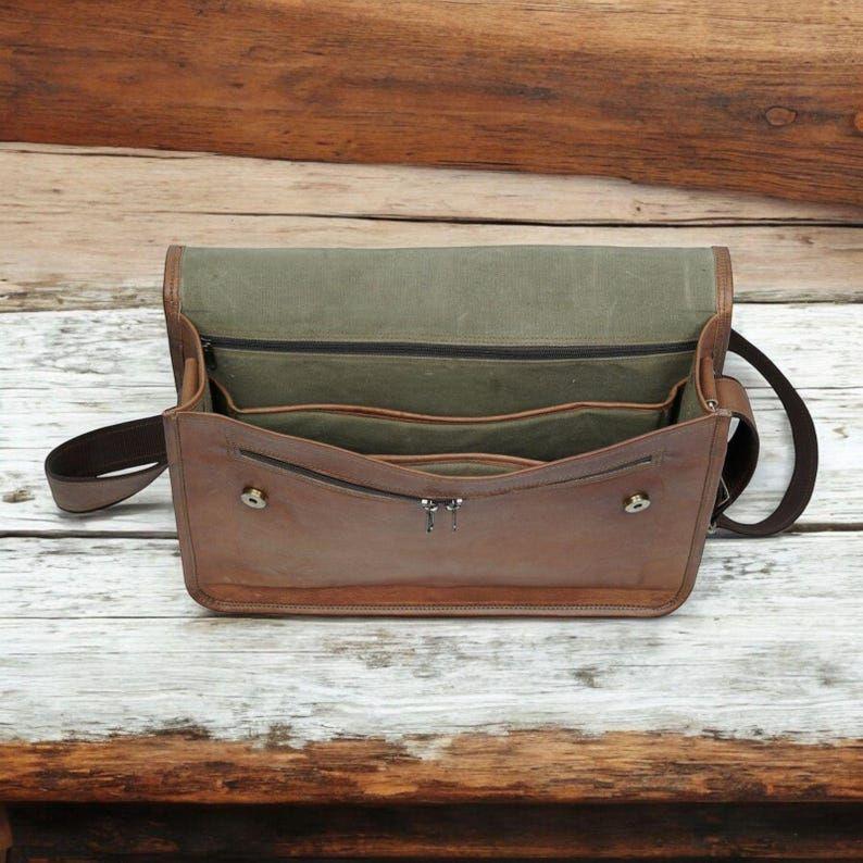 Leather Messenger Laptop Bag, Vintage Briefcase, Crossbody Office Bag, Rustic Gift for Men, Valentine's Day Gift