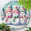 Snowman Metal Sign Wreath Tin Wall Art for Home Bar Farmhouse Decor Iron Round Craft