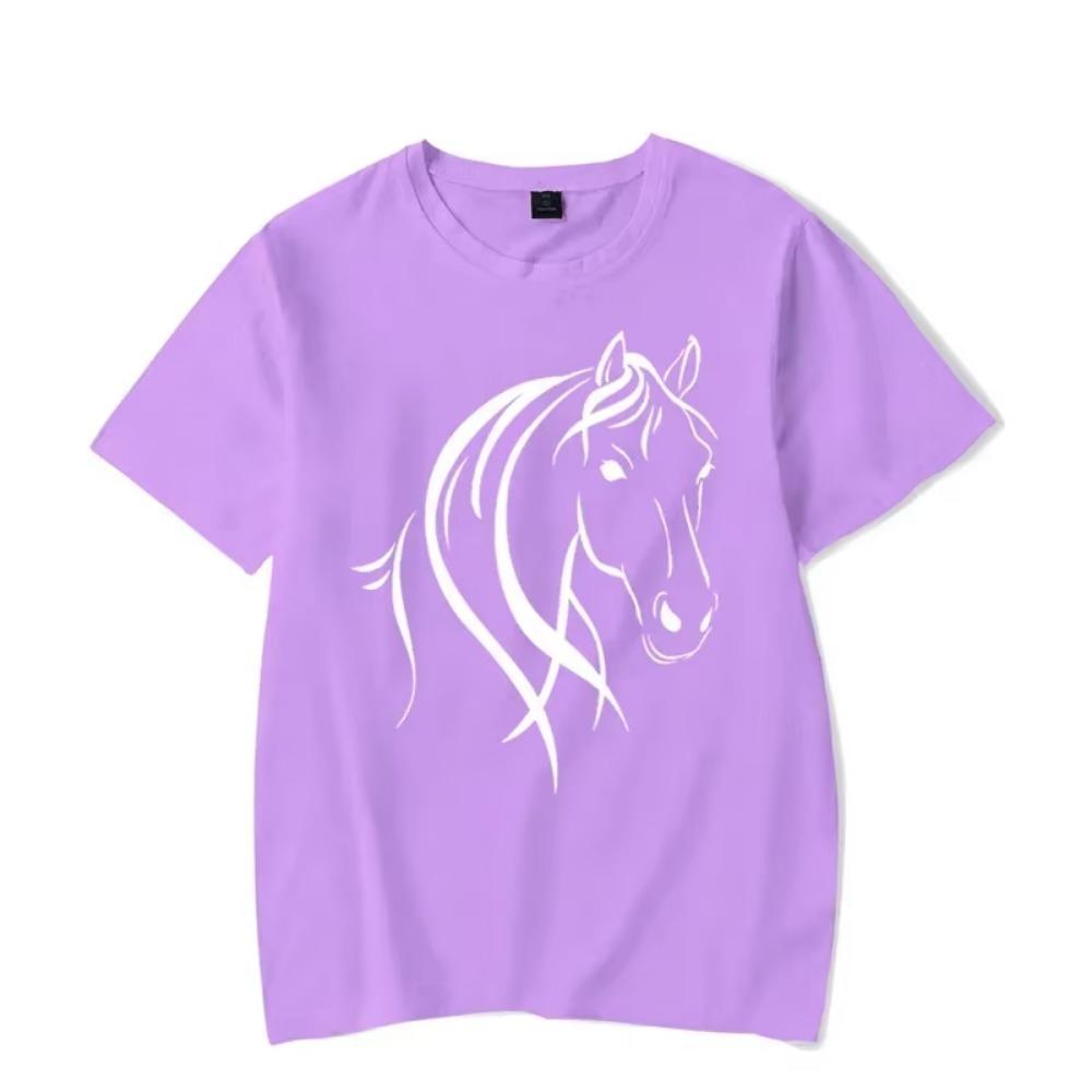 Herren T-Shirt Pferde Kawaii T-Shirt Herren Damen T-Shirt Pferde Grafik Herren T-Shirts Klassisches Oversized T-Shirt Camisetas Masculino