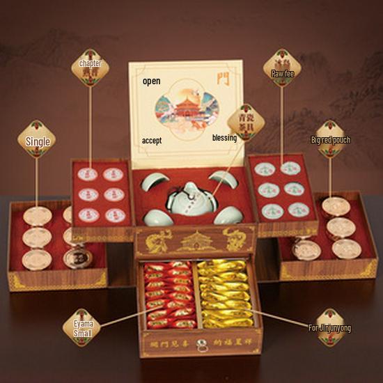 Premium Tea Gift Box: Oolong, Black, Pu-erh & Jasmine - A Thousand Li of Rivers and Mountains Collection