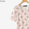 ZANZEA Women Elegant Floral Print Casual Square Collar Summer Short Sleeve Dress