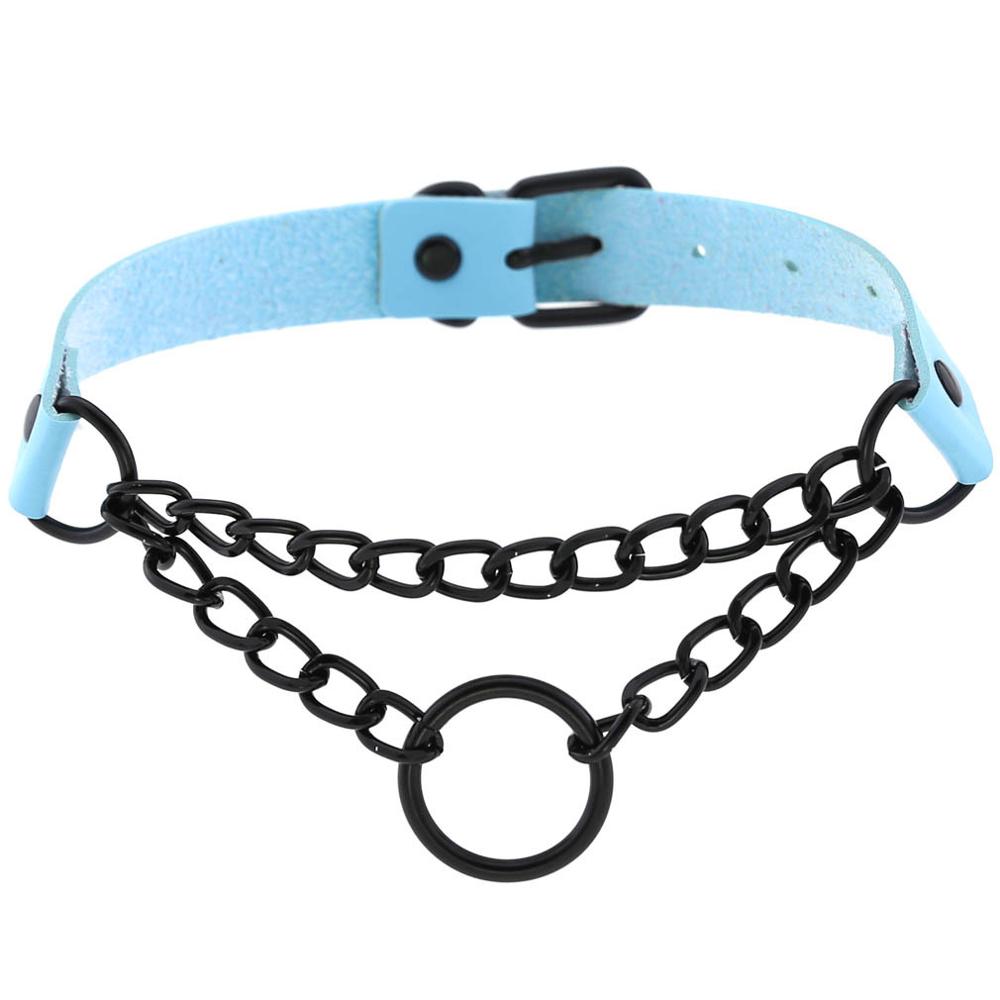 Black Gothic O Chain choker collar harajuku Punk Choker women girls black leather chocker emo Kawaii witch jewelry