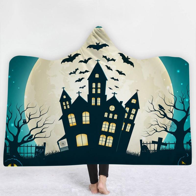 Dětská deka s kapucí Útulná pláštěnka Zimní teplá fleecová přikrývka na mazlení Školní halloweenský kostým