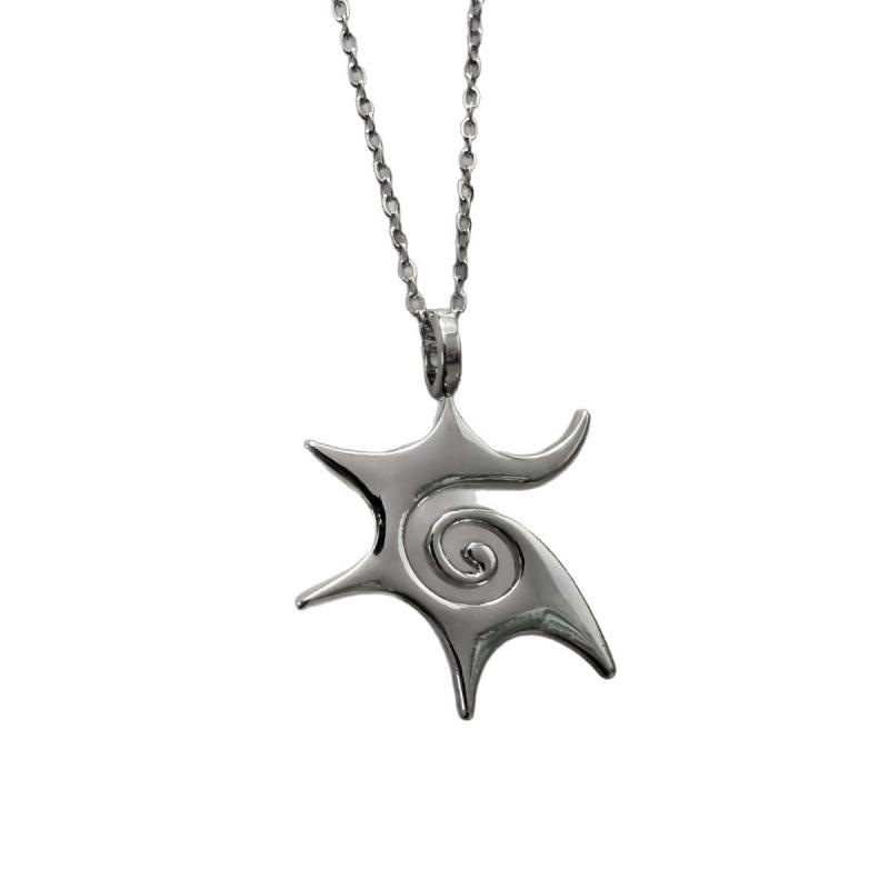 Jun'an Bohemian Golden Sun Pendant Necklace with Swirl Art Star Design