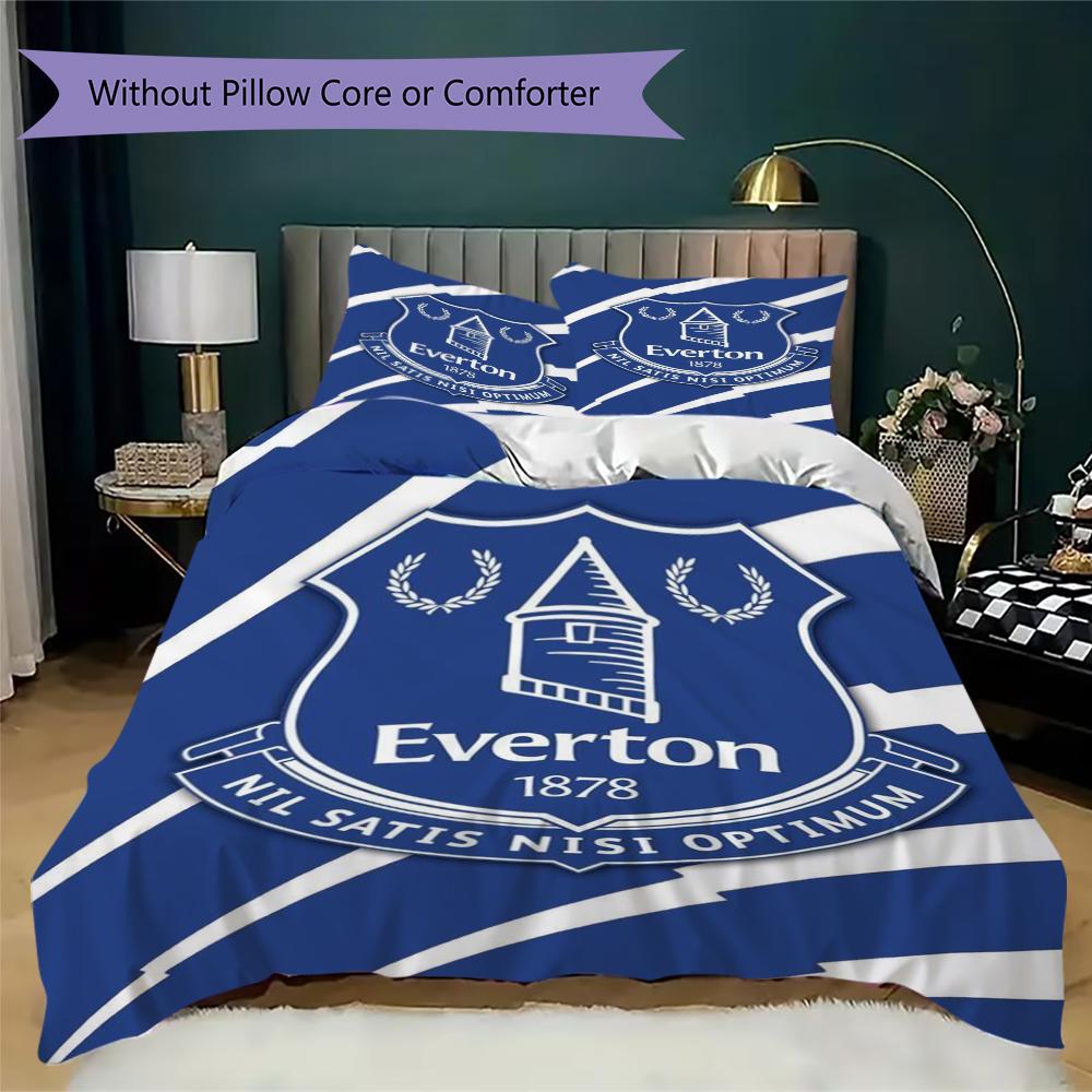 Set Copripiumino Trapuntato con Fantasia Everton FC Federa Decorazione per la Casa Regalo di Compleanno (1 * copripiumino + 2 * federe senza imbottitura)40