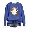 Women's Fashion Long Sleeve Halloween Print Round Neck Sweatshirt Top