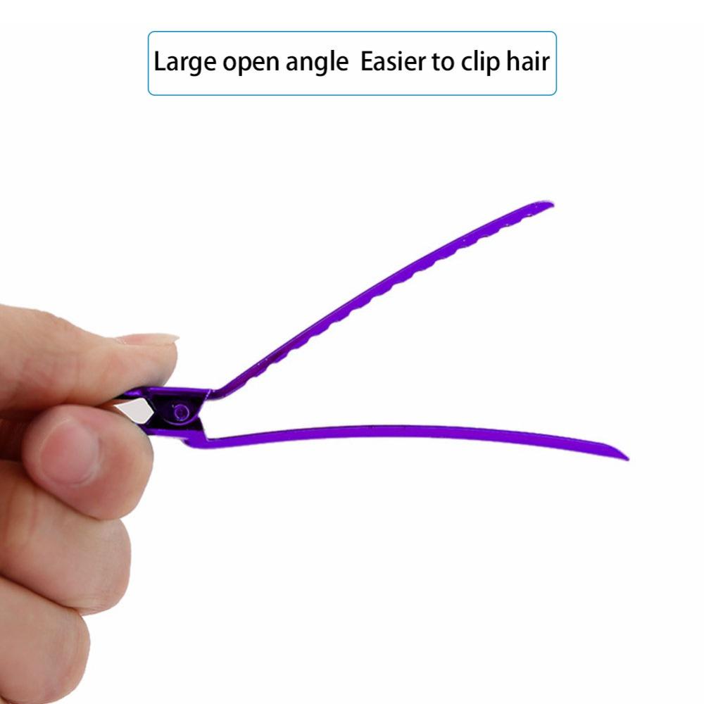12PCS Purple Blue Hairdressing Styling Clamps Stainless Steel Hair Styling Clips For Hairstyling