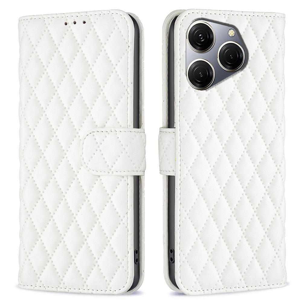 Für TECNO Spark 20 Pro Leder Brieftasche Hülle Rautenmuster