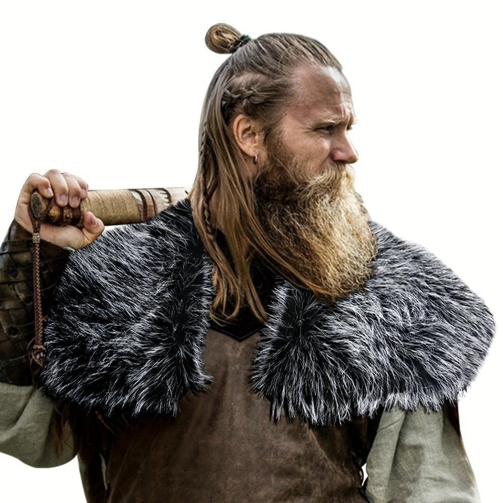 Plush Shoulder Cape Polyester Viking Costume Cape Vintage Faux Fur Shawl Stage Performance