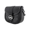 Coach Georgie 21 Color Block Studded Calfskin Saddle Bag Women Shoulder Bag Black C3593-SVS3L