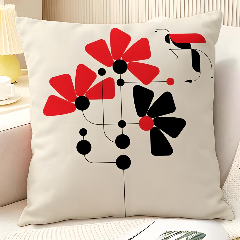 Modern Flower Minimalist Cool 2 Pillow Case Natural Linen Organic Fabric Double-Sided Printing Sofa Home Decor Gift Pillow Case