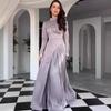2024 Autumn/Winter Women's European Retro Color Block Slimming Long Sleeve Evening Dress