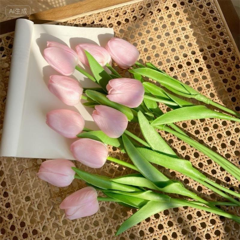 1-20Pcs Tulip Flowers Artificial Tulip Bouquet PE Foam Fake Flower for Wedding Ceremony Decor Home Garden Bouquet Decoration