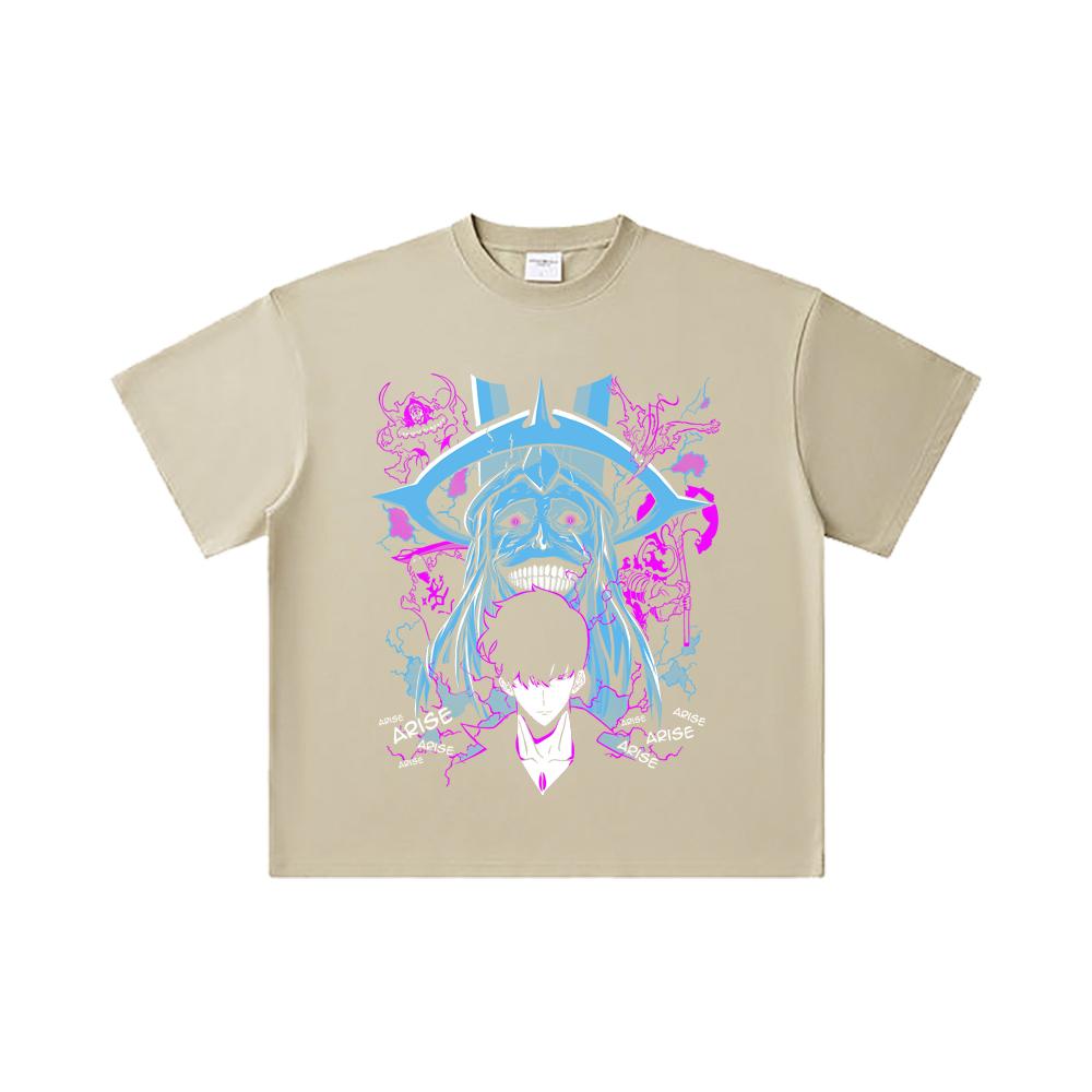 260 GSM Double Yarn 32 Count 100% Cotton Solo Leveling V21 Print Unisex Heavy Cotton T Shirt