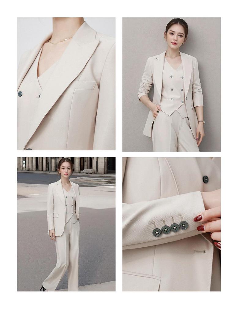 Exclusive Brand Spring-Autumn Slimming Lawyer Suit: Three-Piece Vest & Straight-Leg Pants Set