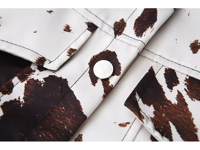 2024 Women's Autumn European & American Style Turn-Down Collar Printed Jacket with Long Sleeves