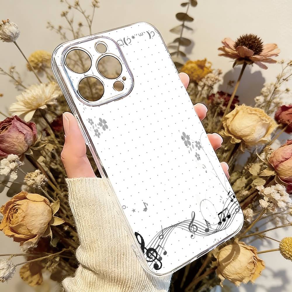 

Music notes Phone Case Transparent Silicone Soft For iPhone 17 16 15 14 13 12 11 Mini Pro Max Plus iPhone12