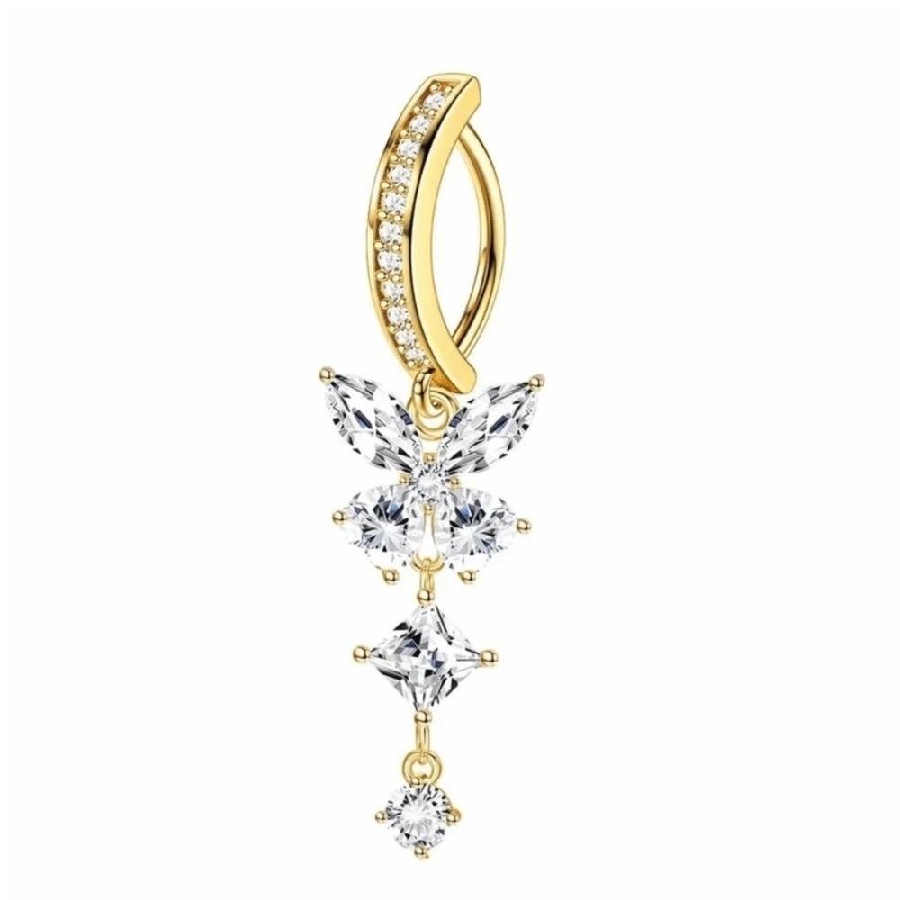 Butterfly Gem Navel Piercing Sexy Shiny Body Jewelry New Zircon Belly Button Rings  Men