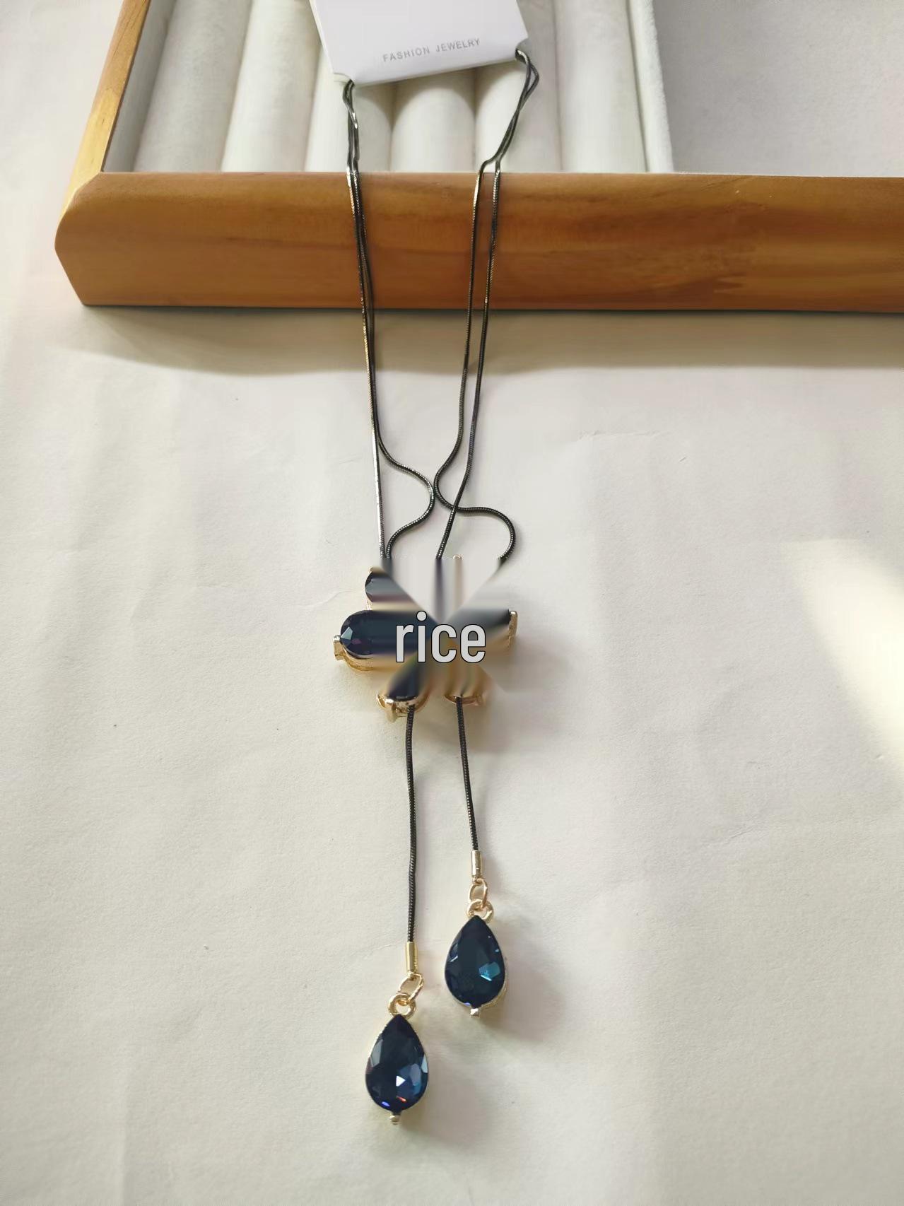 Korean Style Personalized Crystal Tassel Necklace - Customized Fashion Pendant Charms for Women