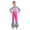 Kids Western Cowboy Costume Long Sleeve High Waist Bodysuit Fringe Cow Print Flared Jumpsuit Halloween Outfit
