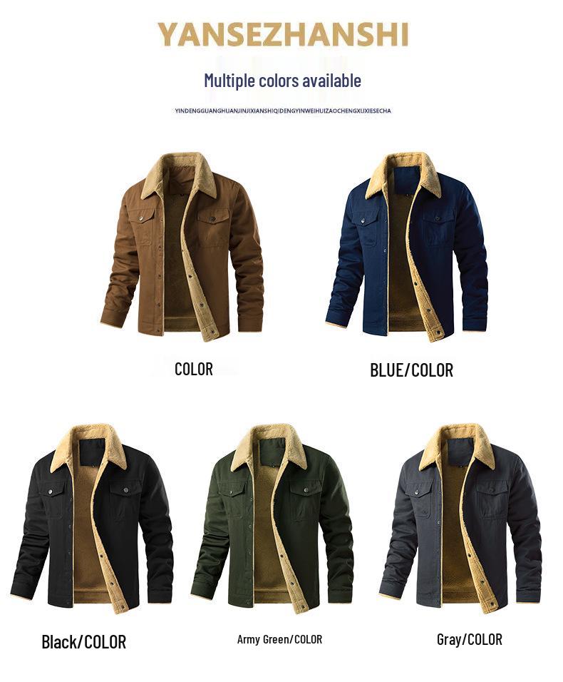 Men's Fleece-Lined Multi-Pocket Jacket: Warm Cotton and Nylon for Autumn and Winter
