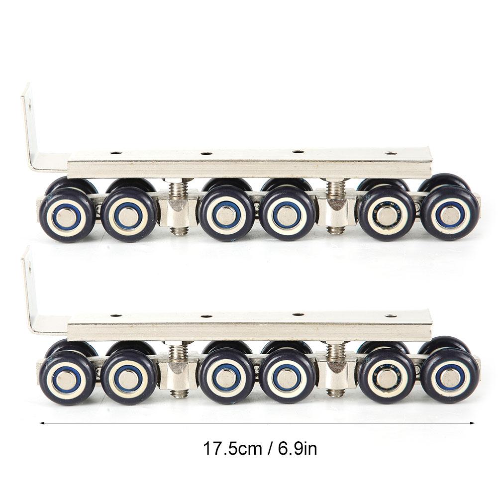 2Pcs Household 12 Wheels Hangers Roller Mute Sliding Door Gate Roller Pulley Door Closet Hardware Kit
