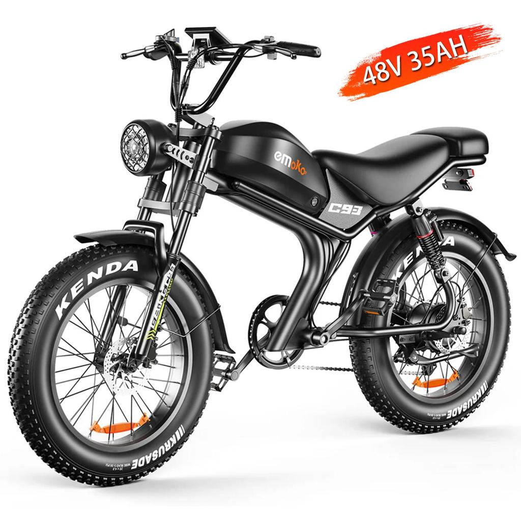Electric Bicycle EMOKO C93 Pro 20" 1000W Motor Fully Suspended Adult Electric Bicycle 48V 35AH Max Range 150Km 7 Speed Black