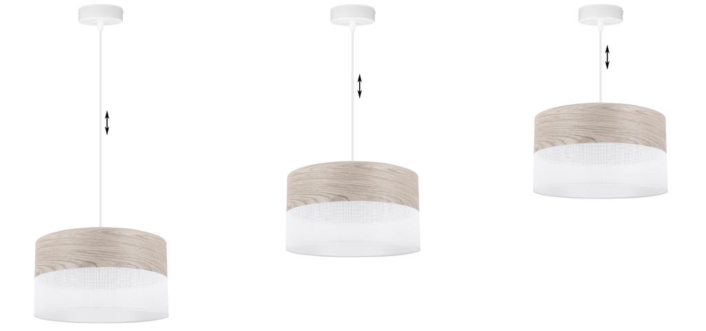 Single Hanging Lamp, White Oak Veneer Lampshade 30Cm