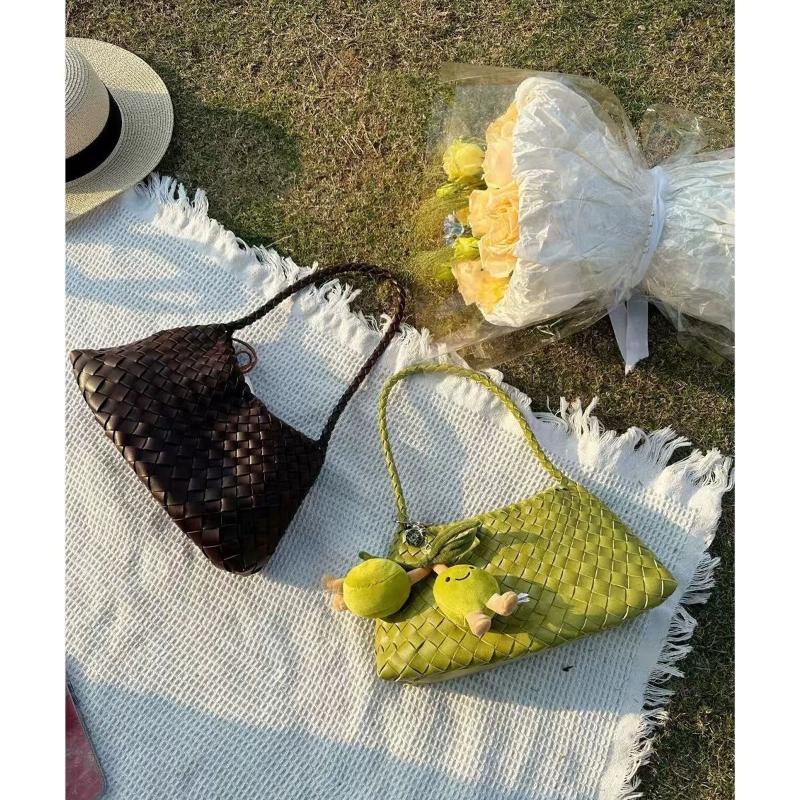 Summer Underarm Women'S Handbag Imitation Leather Woven Bag Large Capacity Mother-Child Bucket Bag Casual Vacation Shoulder Bag