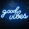DECANIT Good Vibes Neon Sign for Bedroom Wall Decor Powered by USB Neon Light, Ice Blue Color,16.1"x8.3"x0.6"