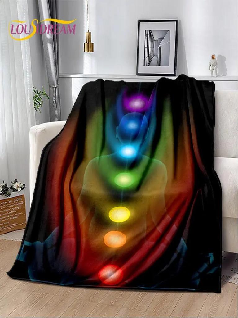 Rainbow  Chakra Mandala Boho Soft Plush Flannel Throw Blanket for Living Room Bedroom Bed Sofa Picnic Cover