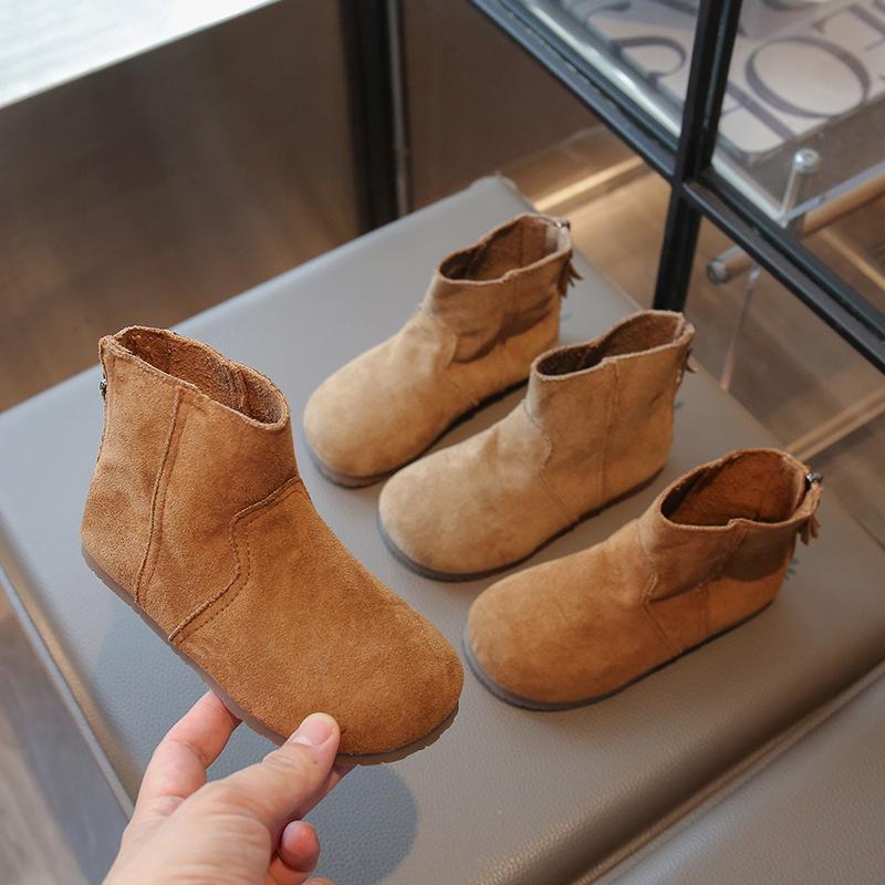 Mädchen Kurzstiefel aus mattem Leder - Herbst 2025 Trendiger Prinzessinnen-Stil