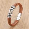 Men's Braided Leather Bracelet with Stainless Steel Magnetic Clasp – European & American Fashion Accessory