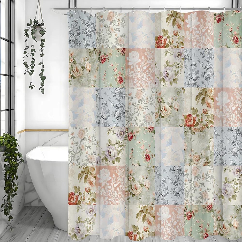 

Bohemian Shower Curtain With Hooks Medieval Floral Vintage Shower Curtain For Bohemian Style Floral Bathroom Decor Waterproof Fa W60H190(CM)-1 Pcs