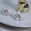 Design Sense Natural Keshi Broken Silver Pearl Baroque Stud Earrings Temperament Sweet French Flower Shape Earrings
