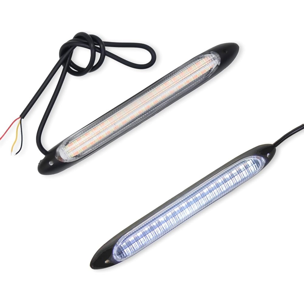 Calm Wish Sequential LED Daylight Turn Signal Tape White Amber Waterproof High Brightness 12V 2pcs