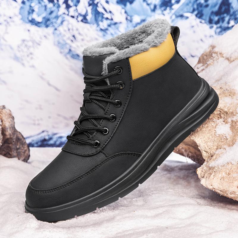 Winter Bestseller Herren Plüsch Baumwollschuhe Dicke Sohle High Top Business Stiefel Hochwertige Schnürschuhe Herren Arbeitskleidung Schuhe