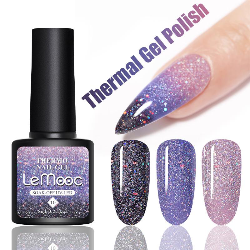 Buy LEMOOC 3Pcs Gel Nail Polish Temperature Change Glitters Color Nail