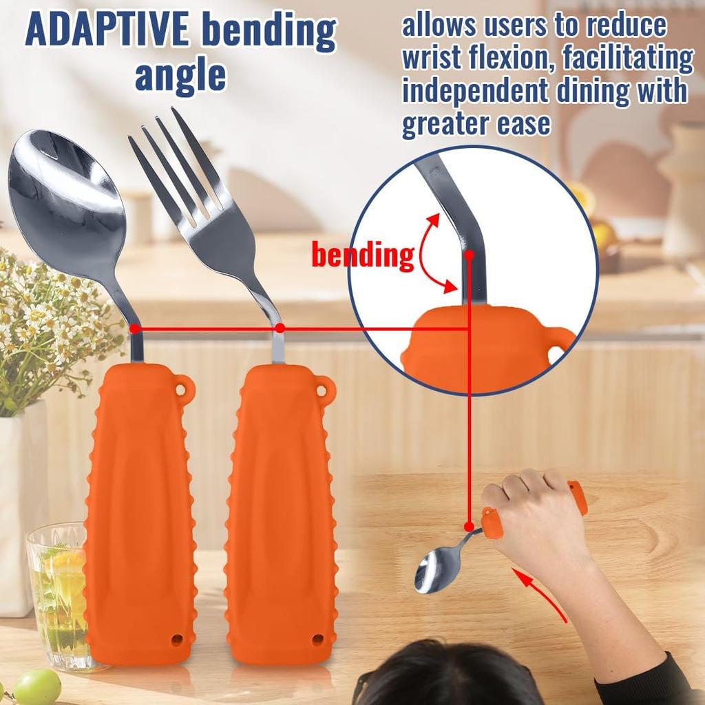 Adaptive Utensils, Weight Utensils for Tremors and Parkinson Patients, Utensil Set Spoon and Fork for Elderly