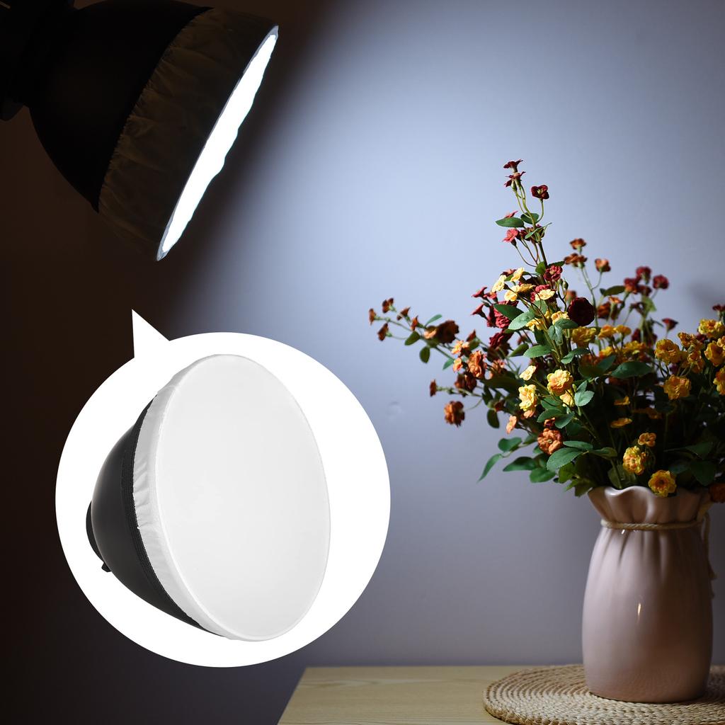 9 Inch Reflector Diffuser Bowens Mount Photography Lamp Shape Dish with 60 degrees Honeycomb Grid & White Soft Cloth