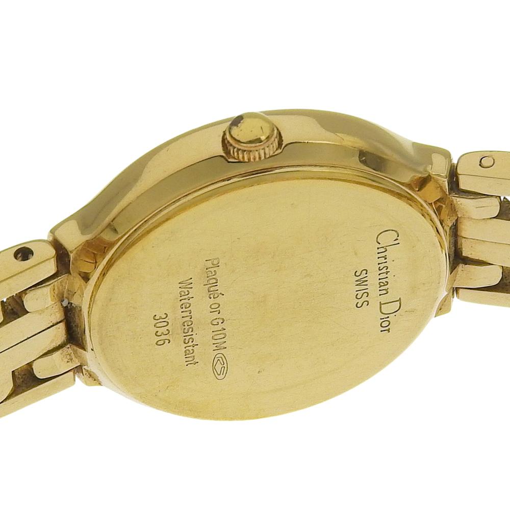 Dior Watches 3036 whiteDial Plated Gold Quartz Analog Display Women Used