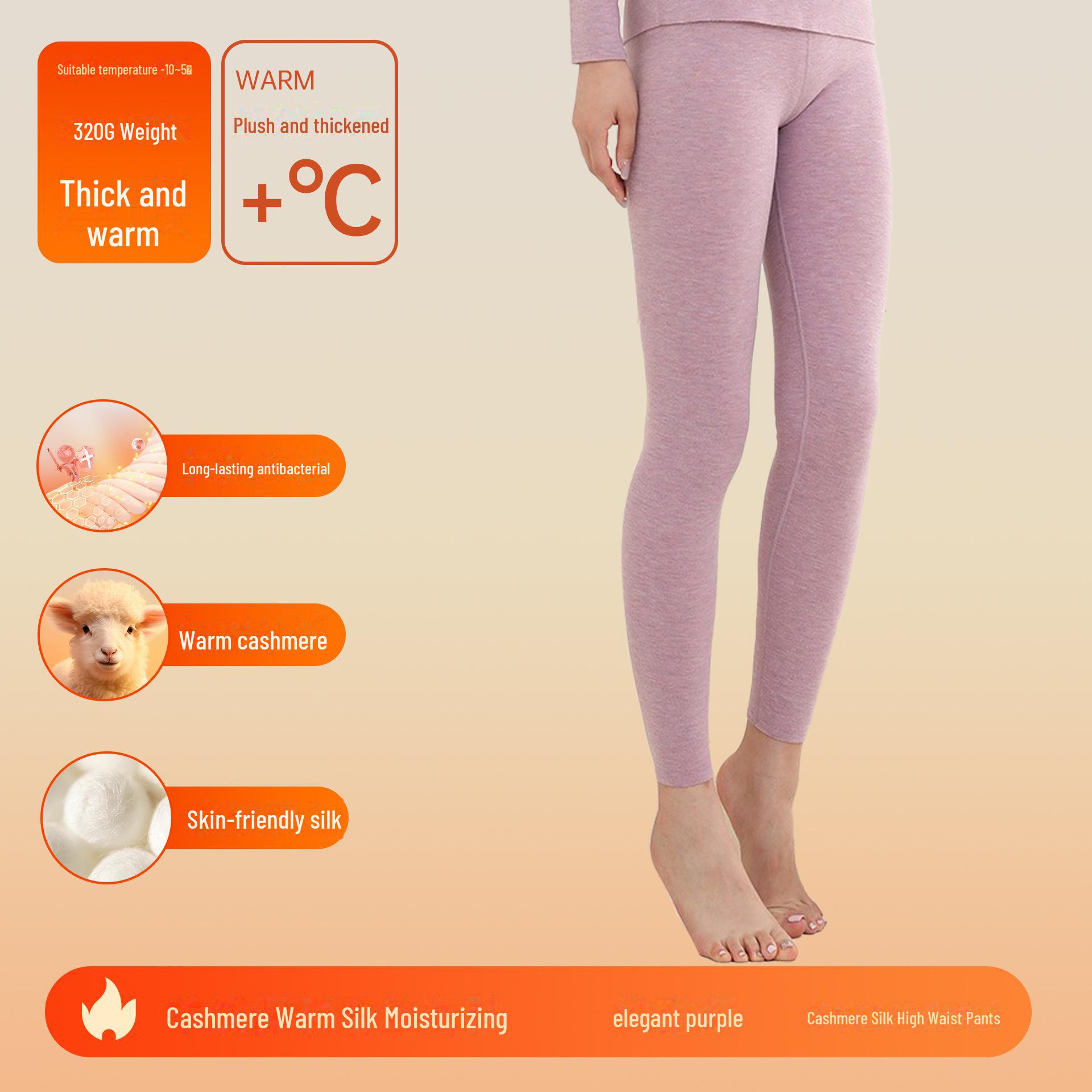 

Женский комплект из термобелья из кашемира и шелка с высокой талией — антибактериальный и бесшовный. L