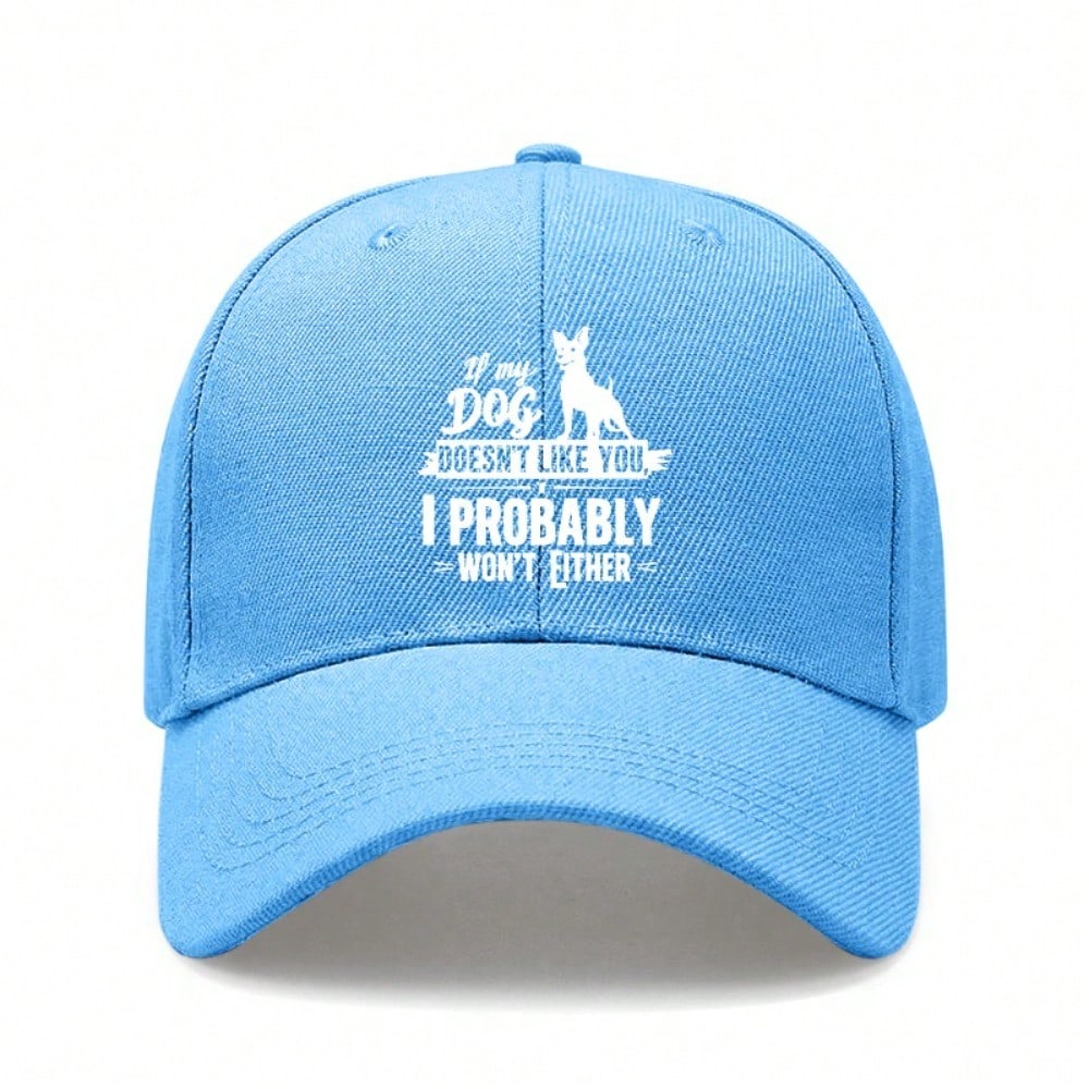 [Dog Lover Baseball Cap] Cream Letter Print Polyester Adjustable Breathable Casual Outdoor Sports Baseball Hat For Men Women