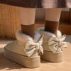 thick-soled cotton slippers, indoor warm and velvet snow boots in autumn and winter, and home bows and all-inclusive cotton shoes.