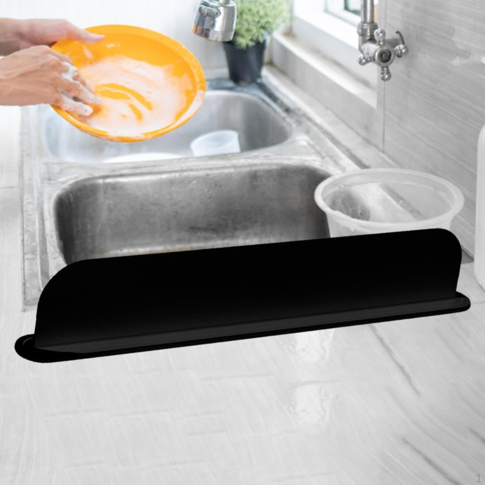 

Kitchen Sink Water Splash Guard 19.3inchx2x3.3inch for Bathroom Reusable Versatile Baffle чёрный