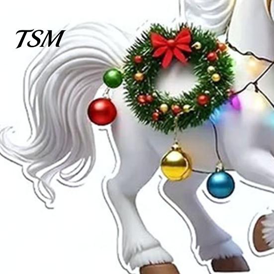 Fade-resistant Christmas Decorations Pony Ornament 2D Acrylic Hanging Decor for Car White Horse Design And Tree Cute Holiday Gift Kids Ornaments