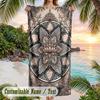 Mandala Art Cover Theme Quick Dry Beach Towel Custom Name Text Print Large Sand Resistant Towel Beach Vacation