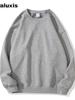 New Fall/Winter Crew Neck Sweatshirt Women's Long Sleeve White Solid Loose Casual Crop Top for Girls Autumn Fashion