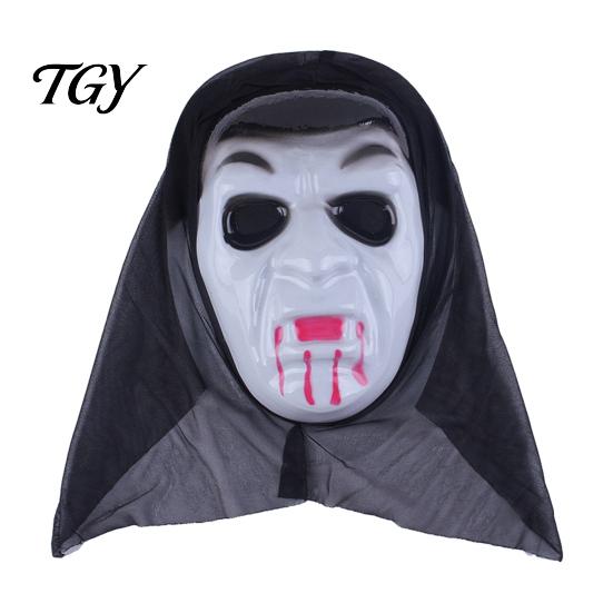 Realistic Horror Skeleton Masque Halloween Ghost Full Face Masque, Screaming with One Size Elastic Scary Hood, Costume Accessory for Cosplay