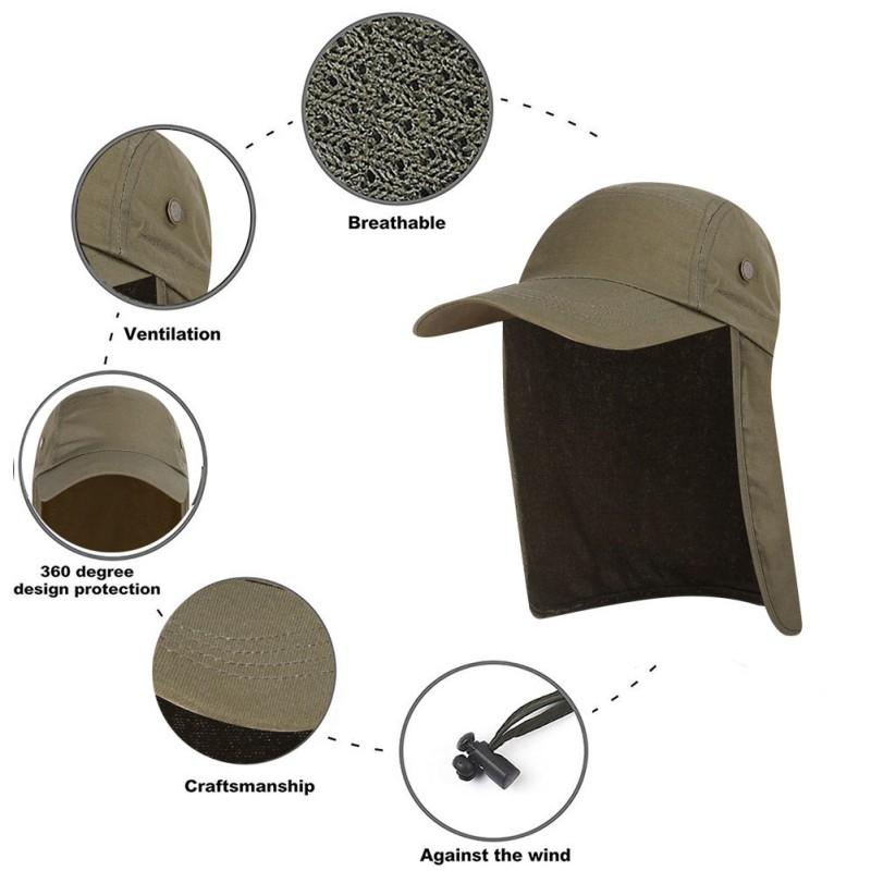 Unisex Fishing Hat Sun Visor Cap Hat Outdoor Activity UPF 50 Sun Protection with Removable Ear Neck Flap Cover for Hiking Fishing Caps